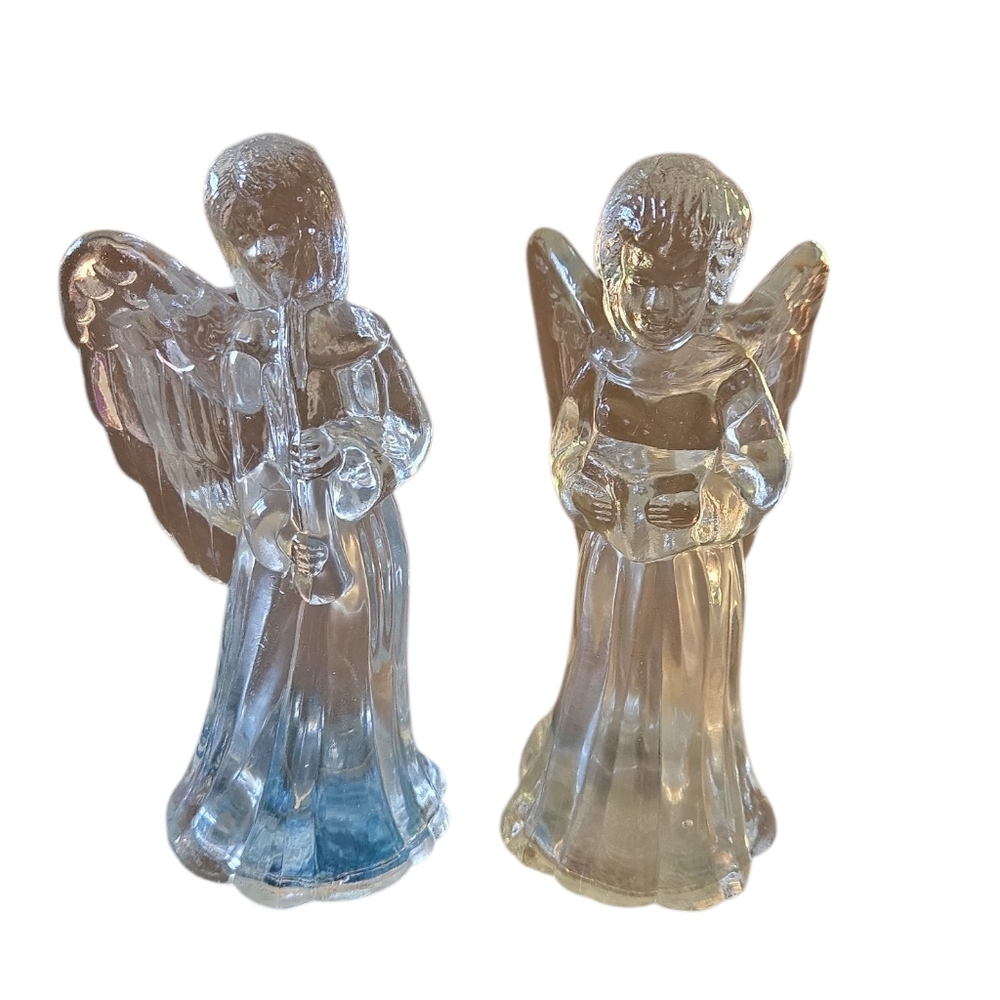 GVintage Glass Angel Candle Holders